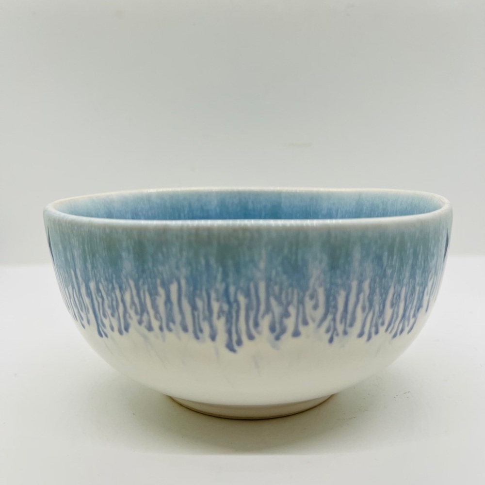 Crate and Barrel pair of Stoneware Caspian Blue Cereal Bowls